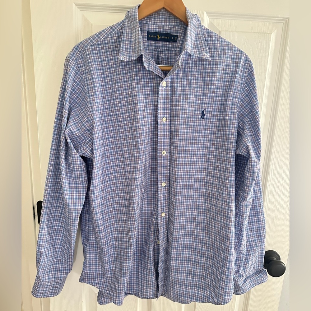 Ralph Lauren Blue Checkered Men's Shirt large